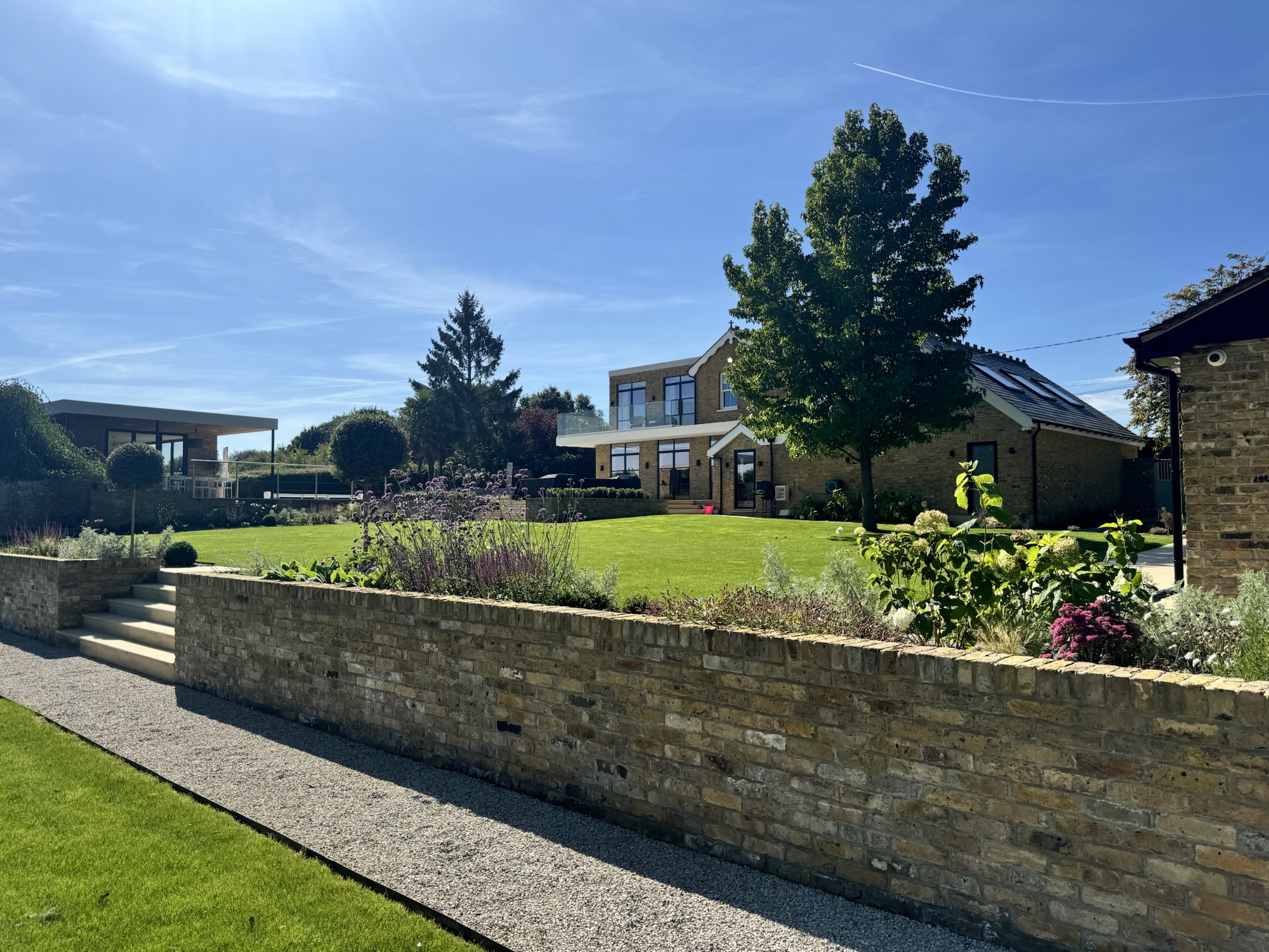 Large Essex house with formal lawn and planting of Annabelle Hydrangeas